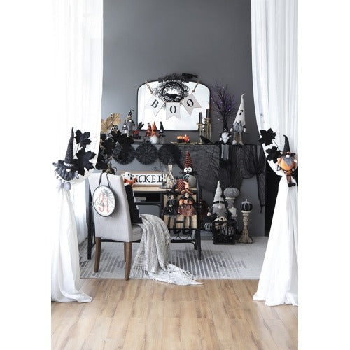 Fabric Sitting Gnome With BroomstickandLong Legs Halloween Decor