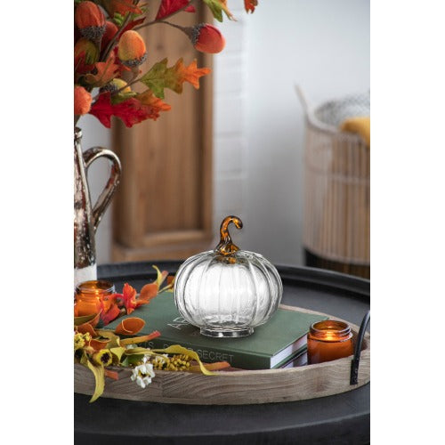 4 Pcs Fall Glass Pumpkin Ornaments - Thanksgiving and Harvest Decor