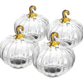 4 Pcs Fall Glass Pumpkin Ornaments - Thanksgiving and Harvest Decor