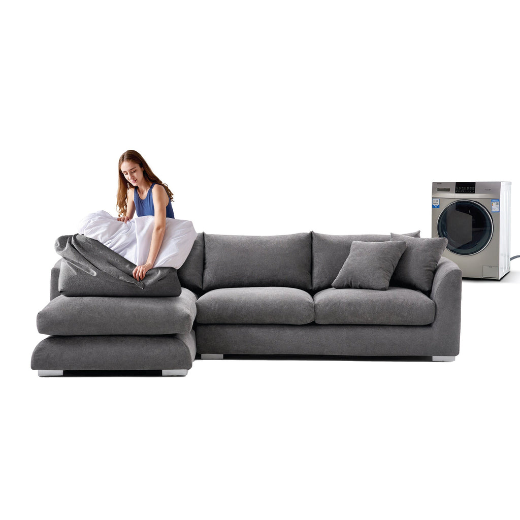 Feathers Sectional Couch Chaise Lounge 88-170 Inches