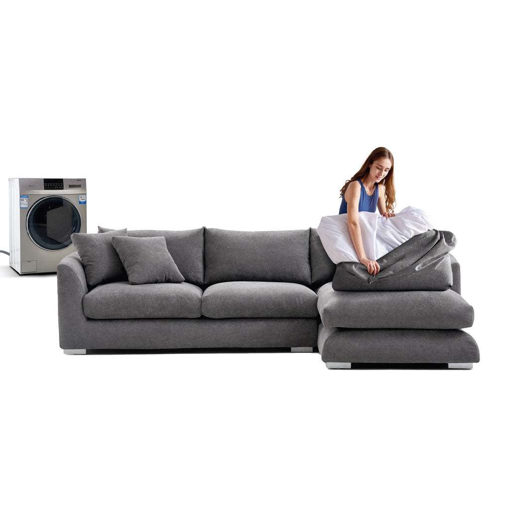 Feathers Sectional Couch Chaise Lounge 88-170 Inches