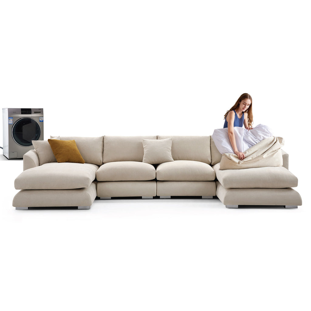 Feathers U-Shaped Sectional Couch 140-200 Inches