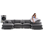 Feathers U-Shaped Sectional Couch 140-200 Inches