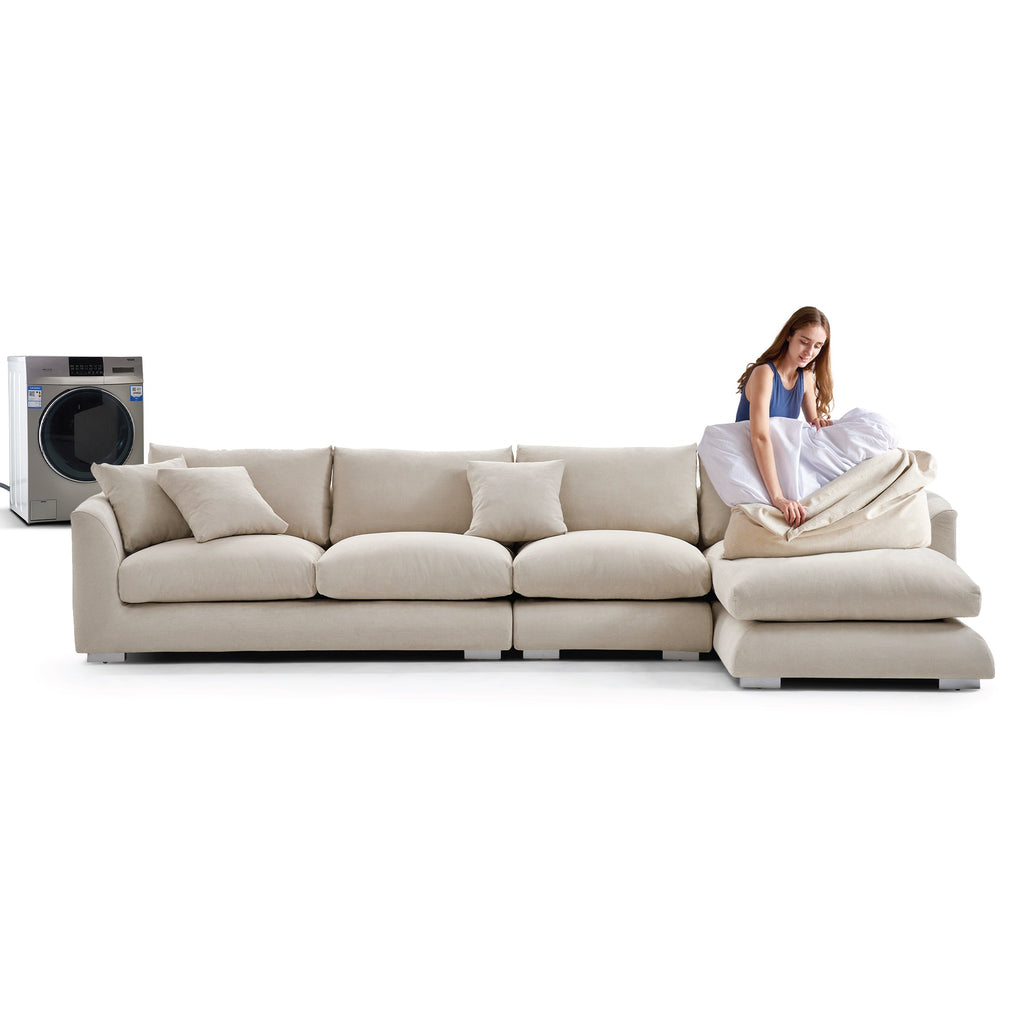 Feathers Sectional Couch Chaise Lounge 88-170 Inches