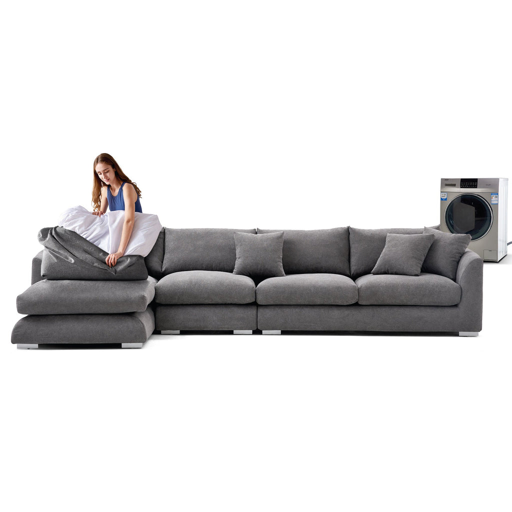 Feathers Sectional Couch Chaise Lounge 88-170 Inches
