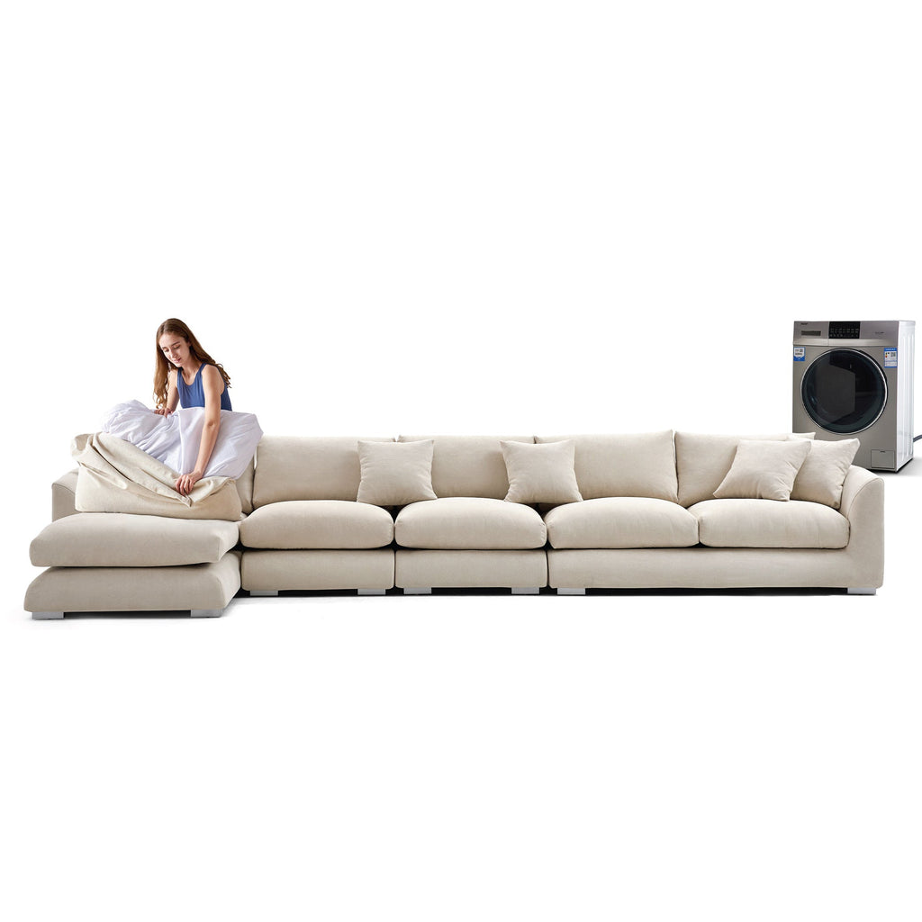 Feathers Sectional Couch Chaise Lounge 88-170 Inches