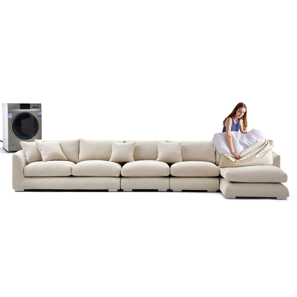 Feathers Sectional Couch Chaise Lounge 88-170 Inches