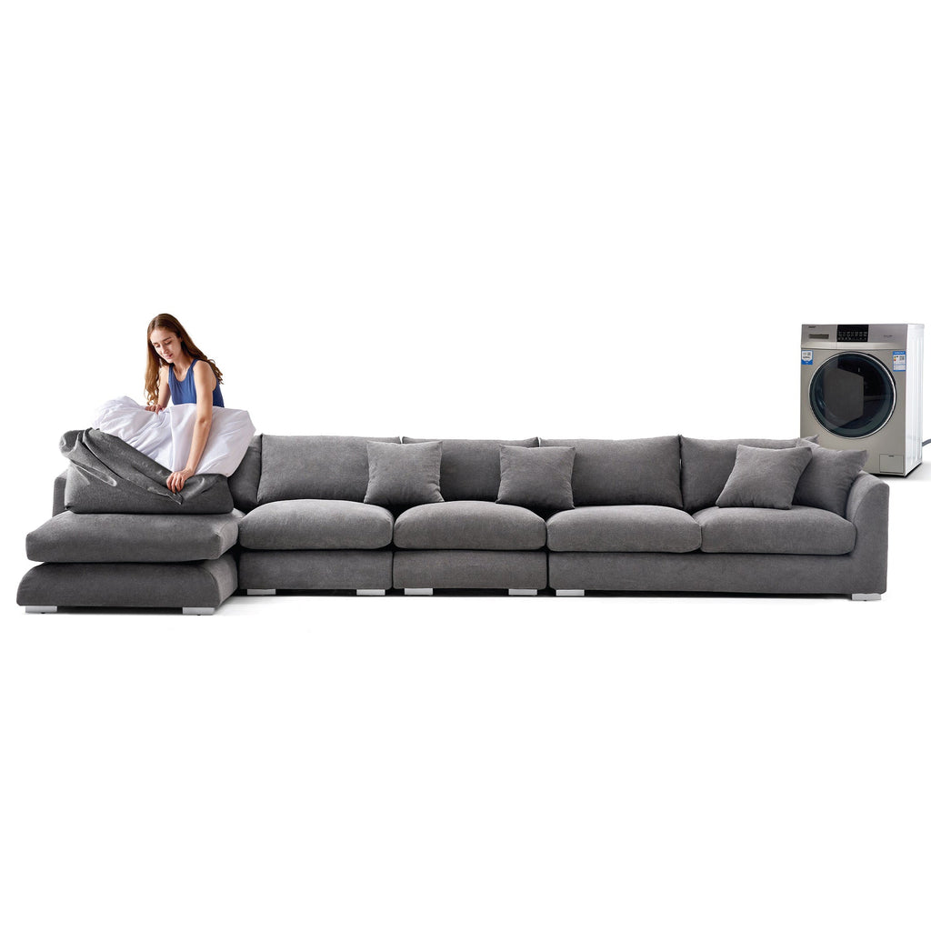 Feathers Sectional Couch Chaise Lounge 88-170 Inches