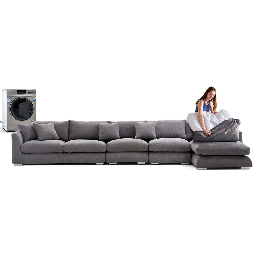 Feathers Sectional Couch Chaise Lounge 88-170 Inches