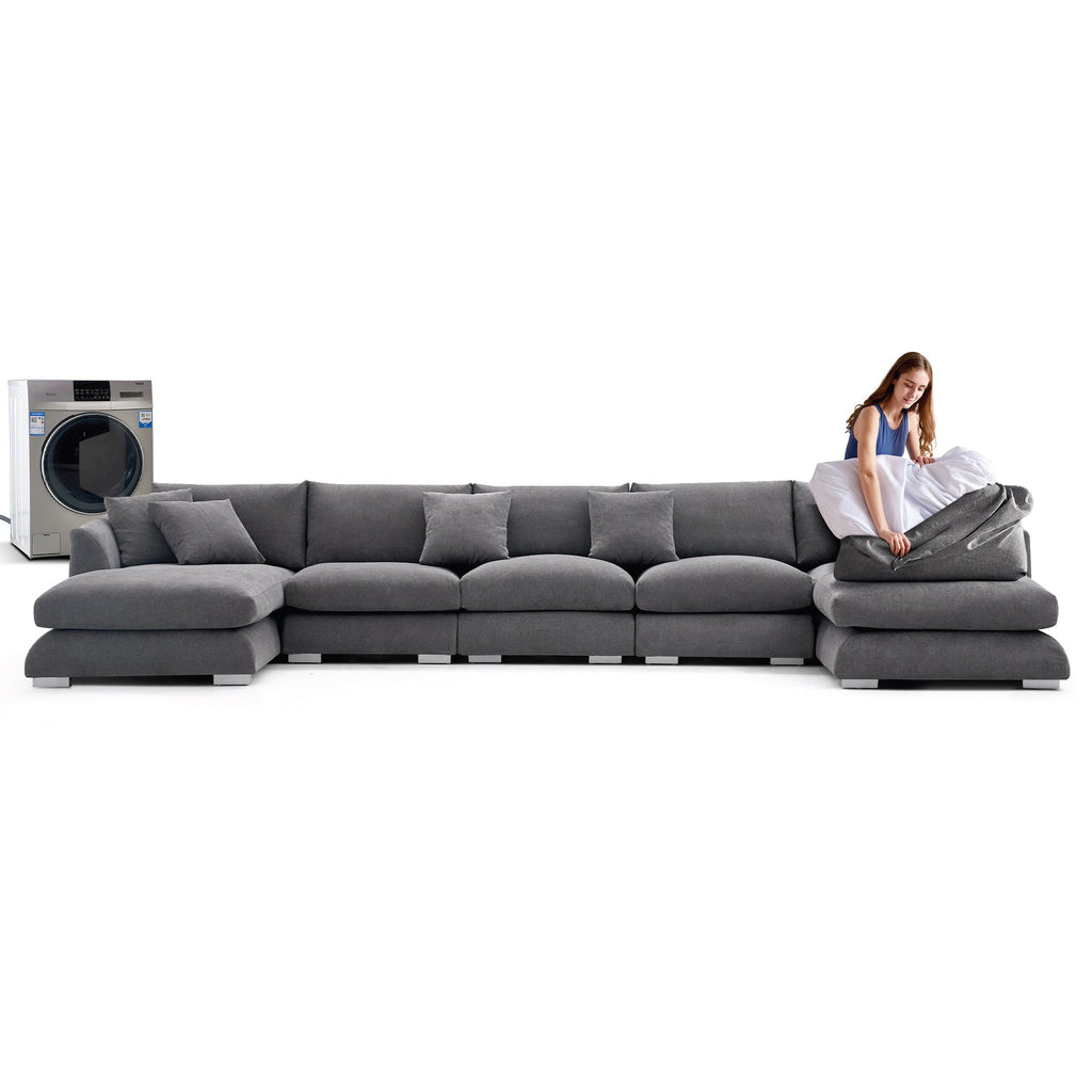 Feathers U-Shaped Sectional Couch 140-200 Inches