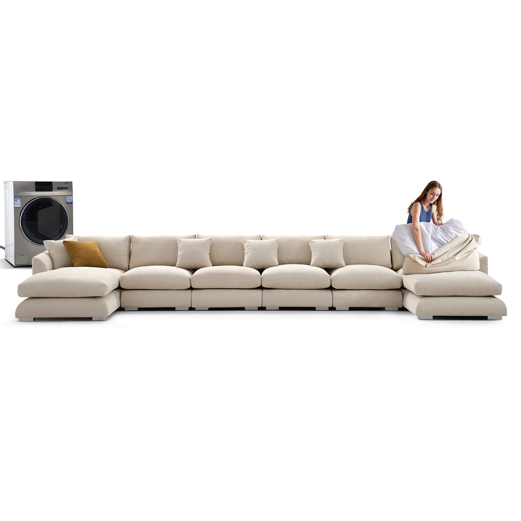 Feathers U-Shaped Sectional Couch 140-200 Inches