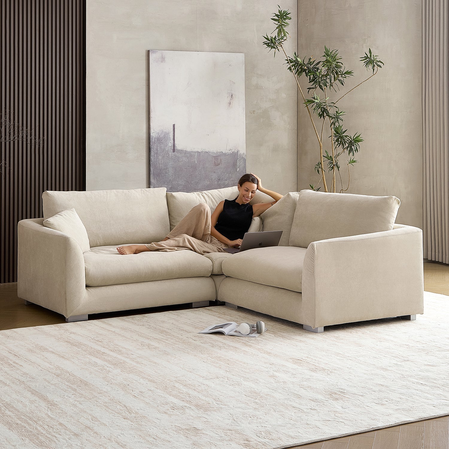 Feathers L-Shaped Sectional-109 Inches
