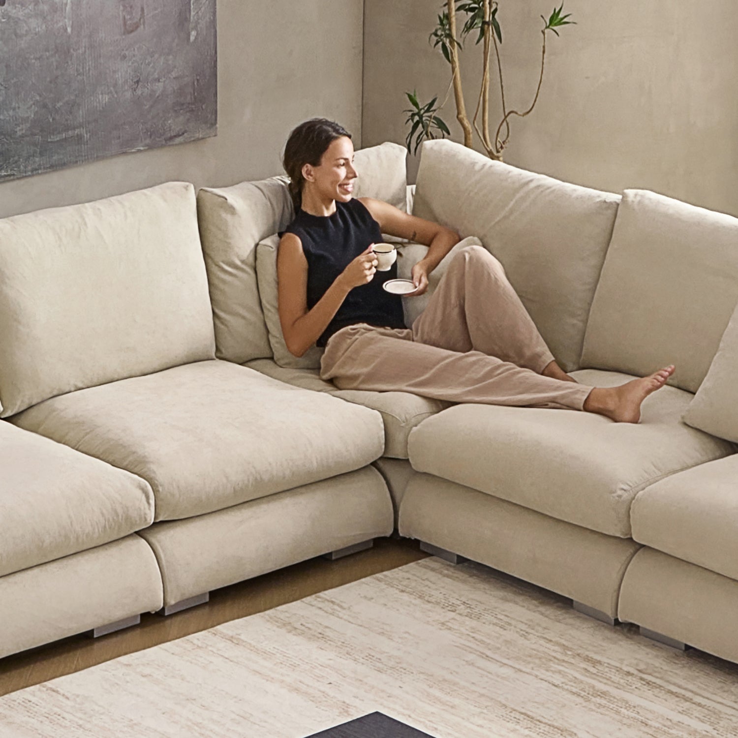 Feathers L-Shaped Sectional-109 Inches