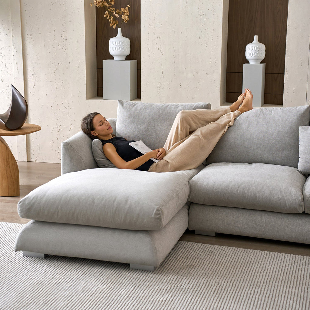 Feathers Sectional Couch Chaise Lounge 88-170 Inches