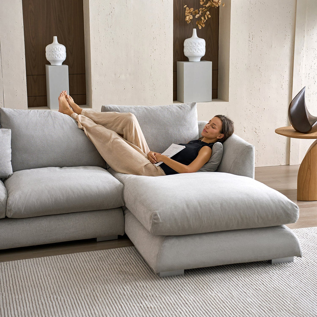 Feathers Sectional Couch Chaise Lounge 88-170 Inches
