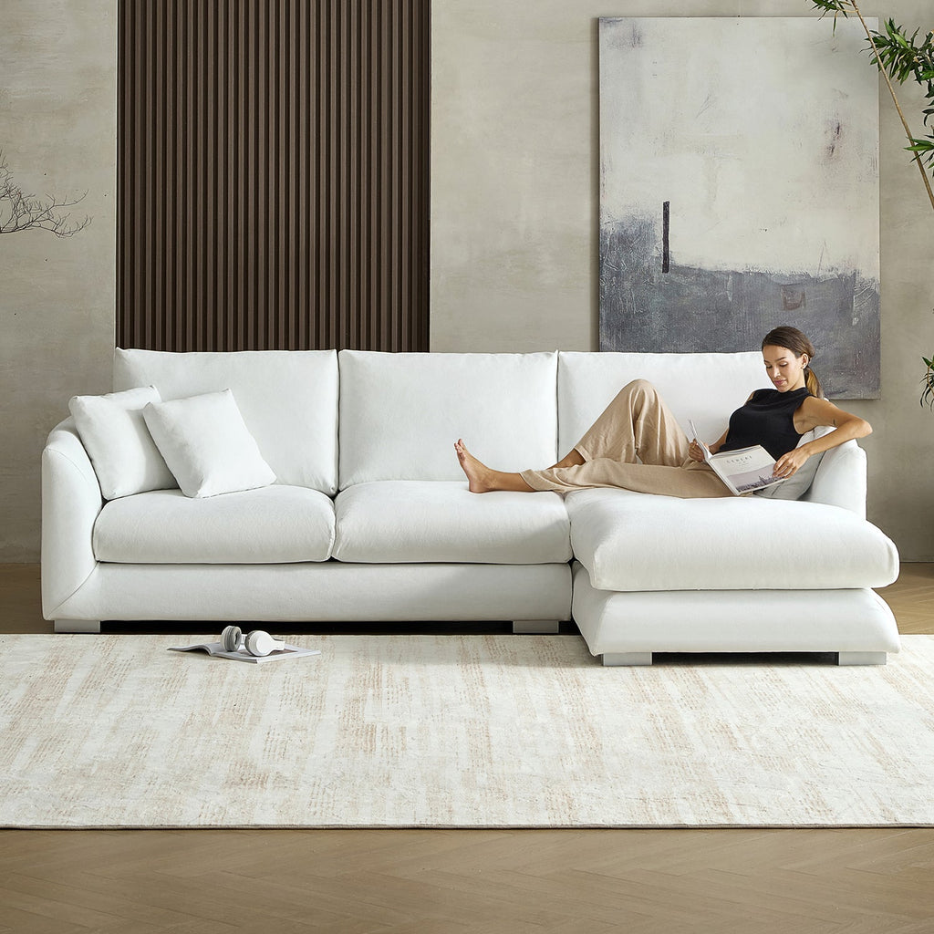 Feathers Sectional Couch Chaise Lounge 88-170 Inches