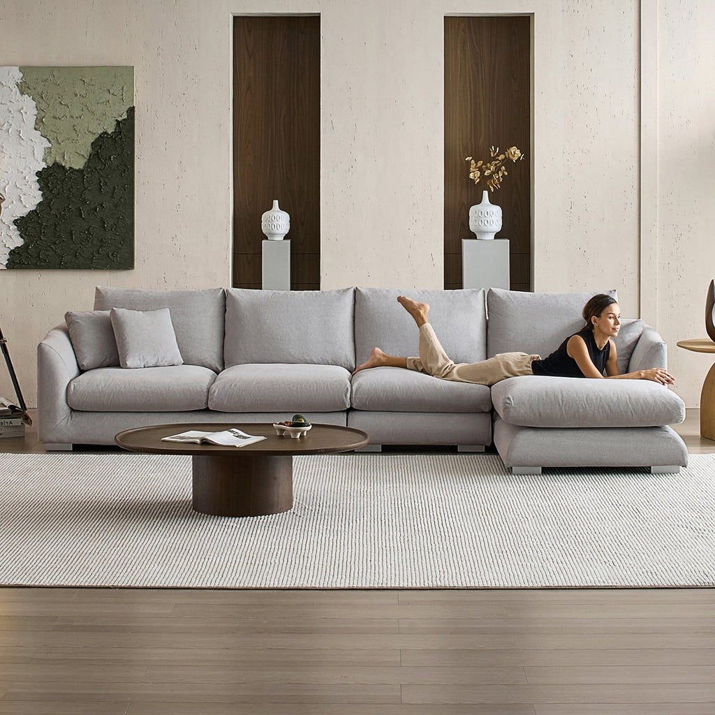 Feathers Sectional Couch Chaise Lounge 88-170 Inches