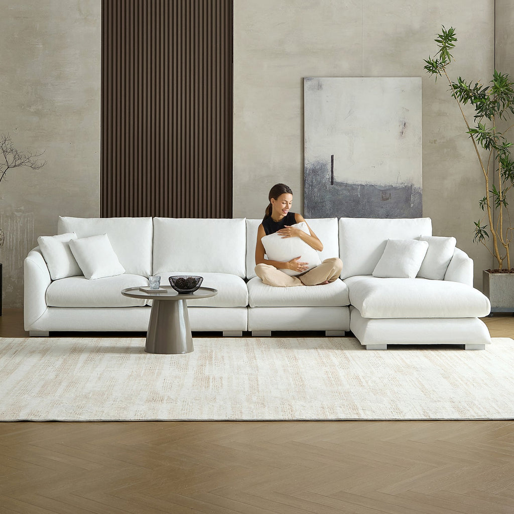 Feathers Sectional Couch Chaise Lounge 88-170 Inches