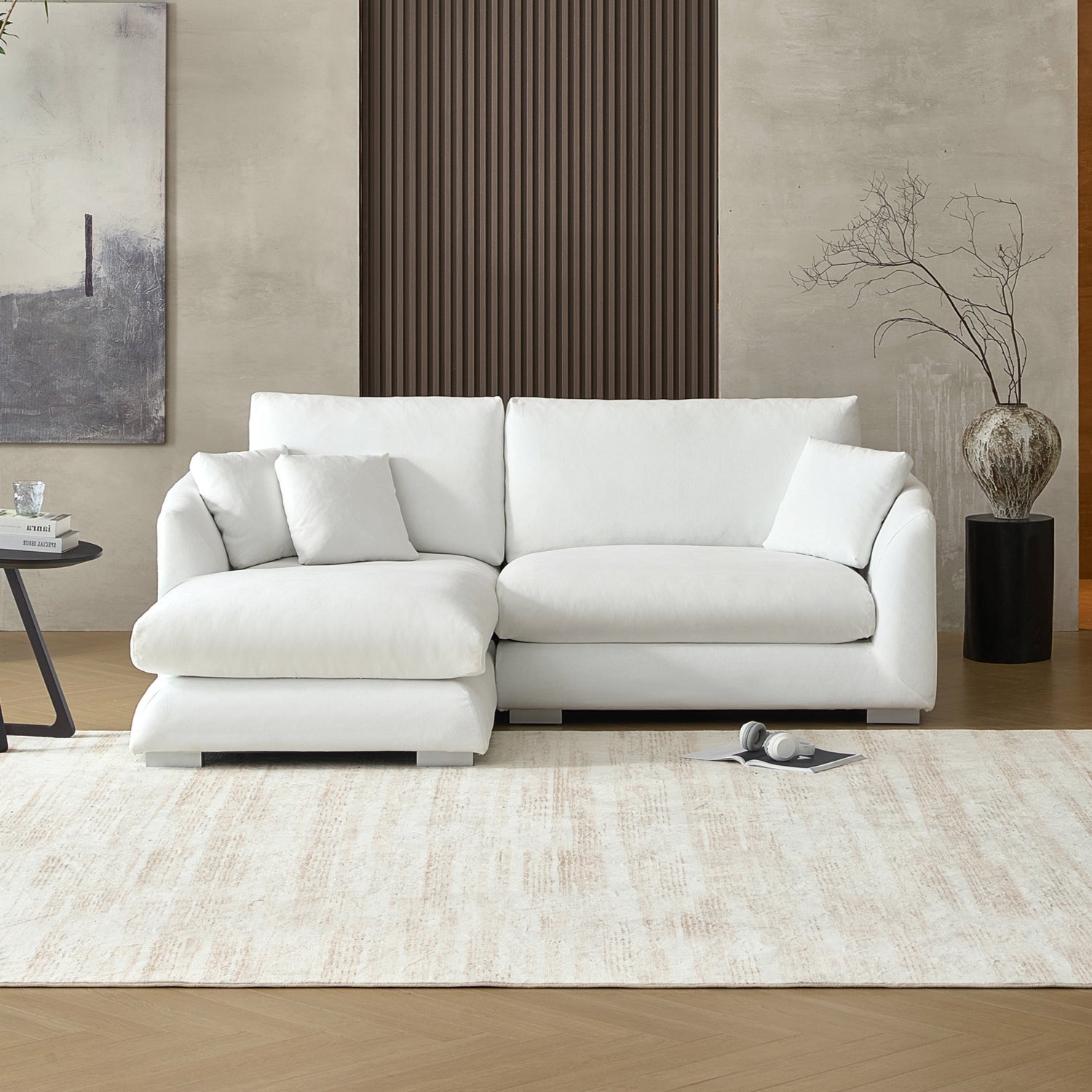 Feathers Sectional Couch Chaise Lounge 88-170 Inches