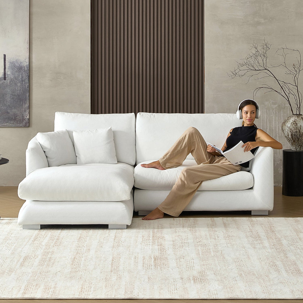 Feathers Sectional Couch Chaise Lounge 88-170 Inches