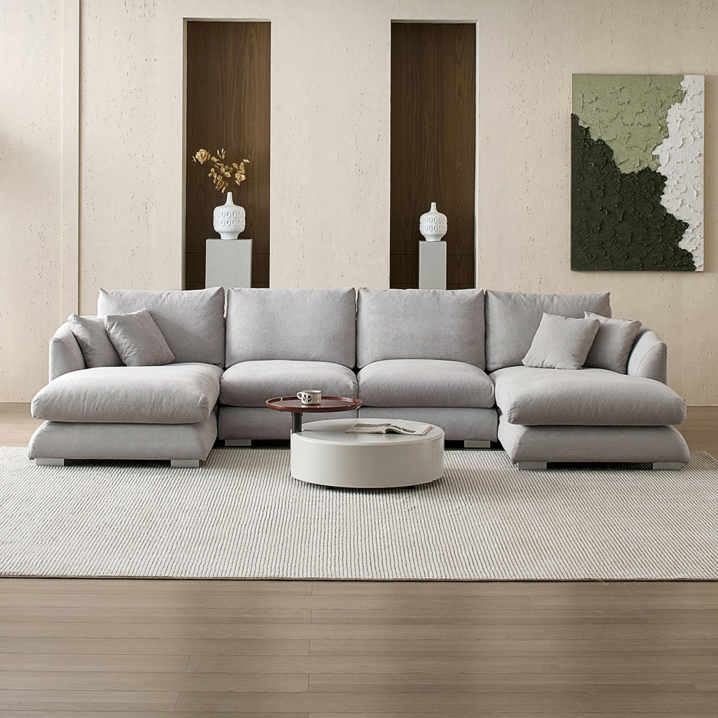 Feathers U-Shaped Sectional Couch 140-200 Inches
