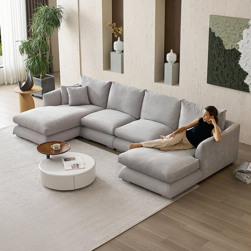 Feathers U-Shaped Sectional Couch 140-200 Inches