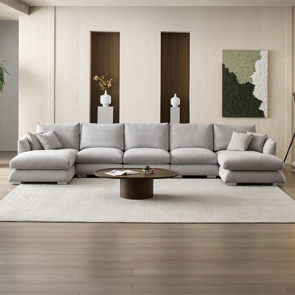 Feathers U-Shaped Sectional Couch 140-200 Inches
