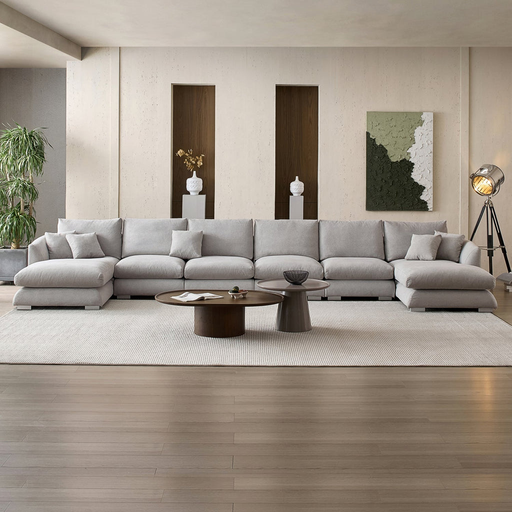 Feathers U-Shaped Sectional Couch 140-200 Inches