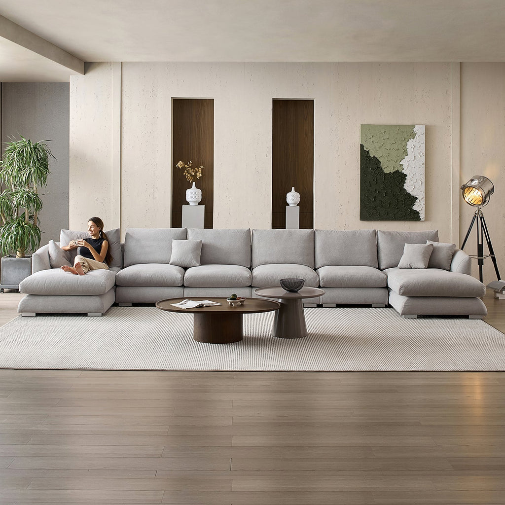 Feathers U-Shaped Sectional Couch 140-200 Inches