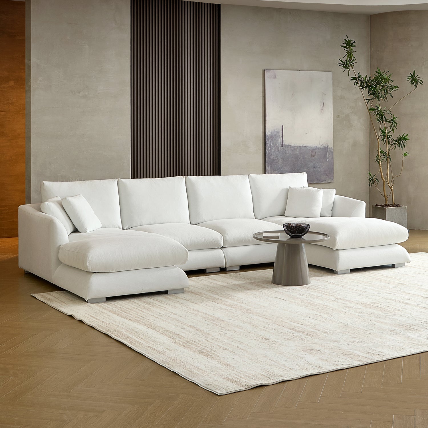 Feathers U-Shaped Sectional Couch 140-200 Inches