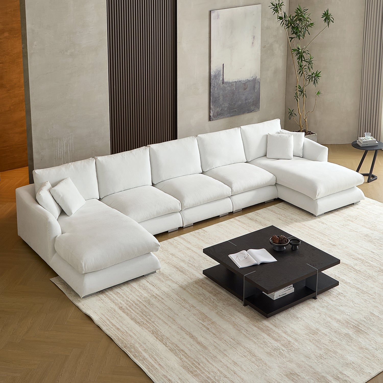 Feathers U-Shaped Sectional Couch 140-200 Inches