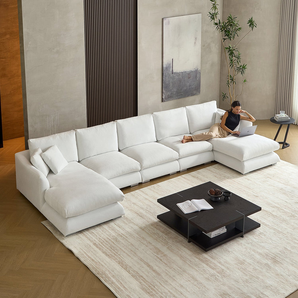 Feathers U-Shaped Sectional Couch 140-200 Inches
