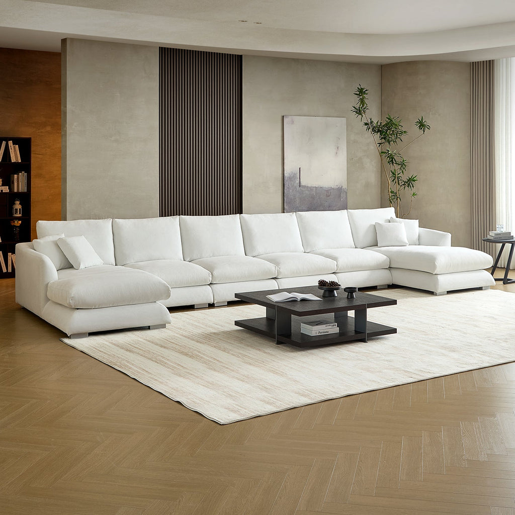 Feathers U-Shaped Sectional Couch 140-200 Inches