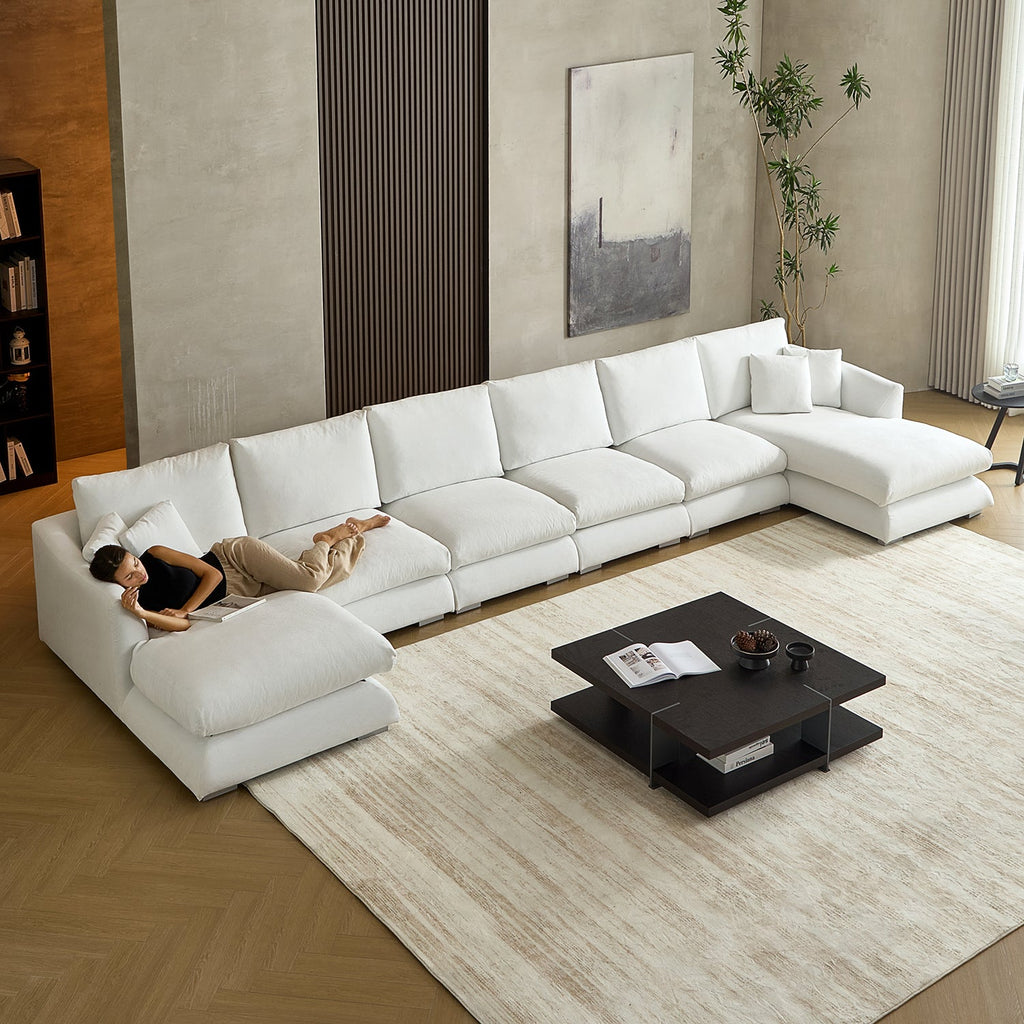 Feathers U-Shaped Sectional Couch 140-200 Inches