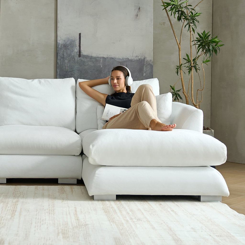 Feathers Sectional Couch Chaise Lounge 88-170 Inches