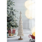 Fringed Cone Decor with Wooden Base