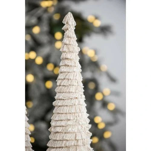 Fringed Cone Decor with Wooden Base