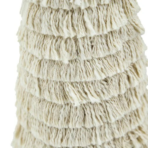 Fringed Cone Decor with Wooden Base