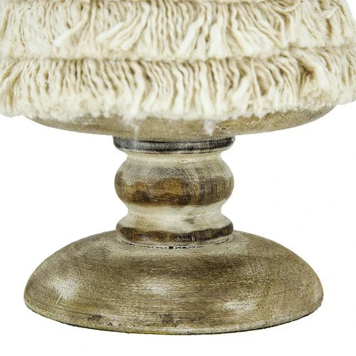 Fringed Cone Decor with Wooden Base