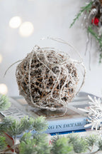 Frosted Christmas Ornaments Set of 4 Natural Sparkling Twig Balls