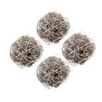 Frosted Christmas Ornaments Set of 4 Natural Twig Balls 5 Inch