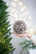Frosted Christmas Ornaments Set of 4 Natural Twig Balls 5 Inch