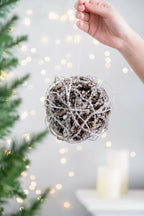 Frosted Christmas Ornaments Set of 4 Natural Twig Balls 5 Inch