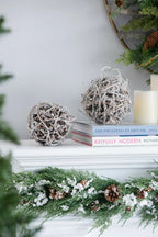 Frosted Christmas Ornaments Set of 4 Natural Twig Balls 5 Inch