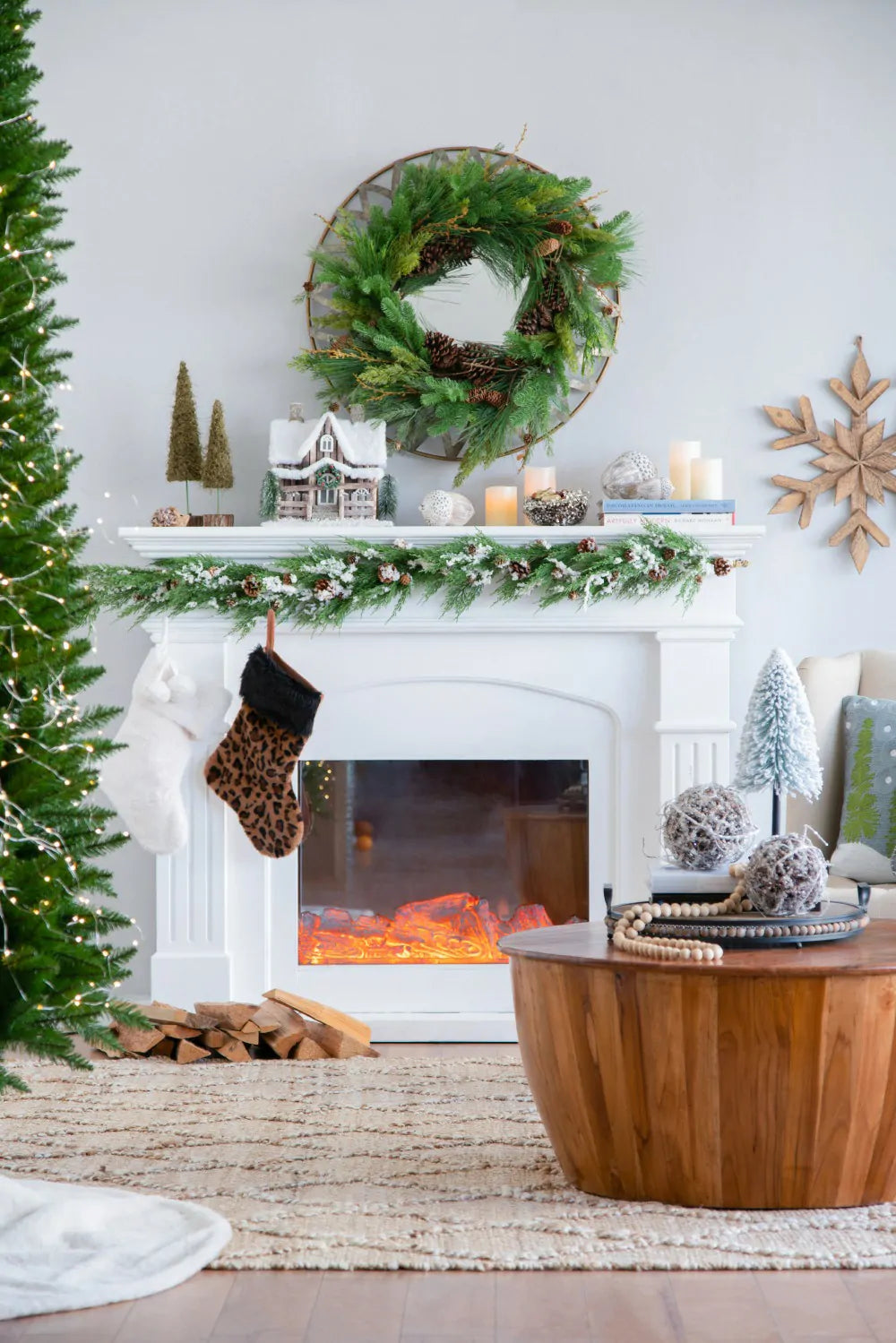 Frosted Christmas Ornaments Set of 4 Natural Twig Balls 5 Inch