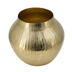 Gold Chiseled Aluminum Vase 11x11x9 Inch Modern Home Decor Centerpiece