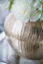 Gold Chiseled Aluminum Vase 11x11x9 Inch Modern Home Decor Centerpiece