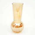 Gold Ribbed Bud Vase with Scalloped Rim 6.2 Inch Modern Home Decor
