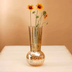 Gold Ribbed Bud Vase with Scalloped Rim 6.2 Inch Modern Home Decor