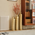 Gold Scale Texture Metal Floor Vases Set of 3 Modern Home Decor